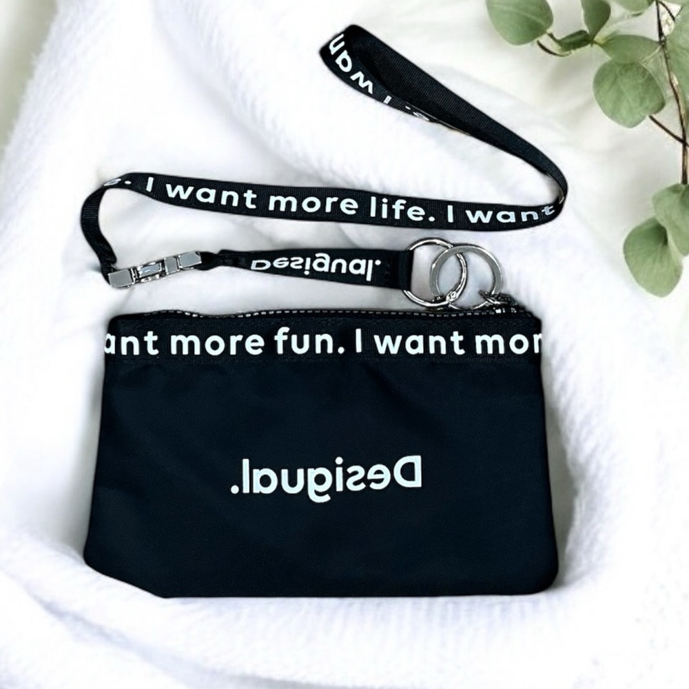 Desigual NWOT Black Wristlet with Bold Strap